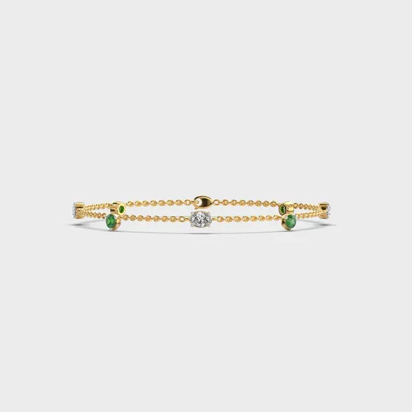 Minimal Artemis Green Dot Stone Diamond Bracelet