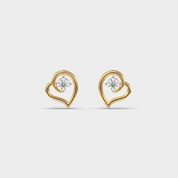 Curled Heart Outline Diamond Studs