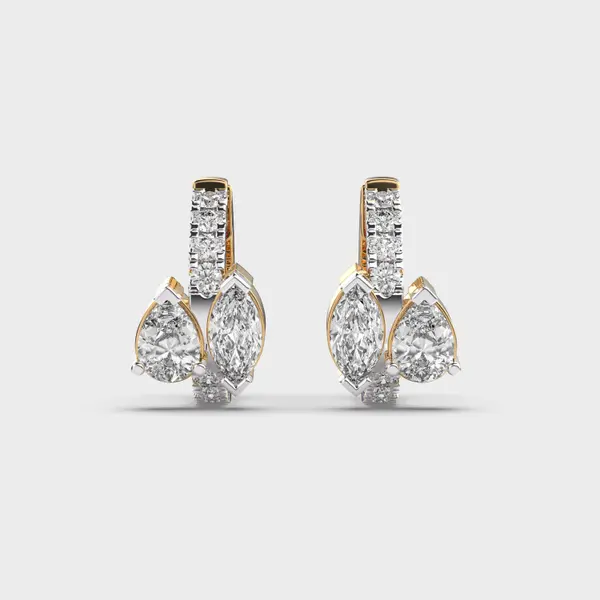 Glossy Glamour Pear Diamond Hoops