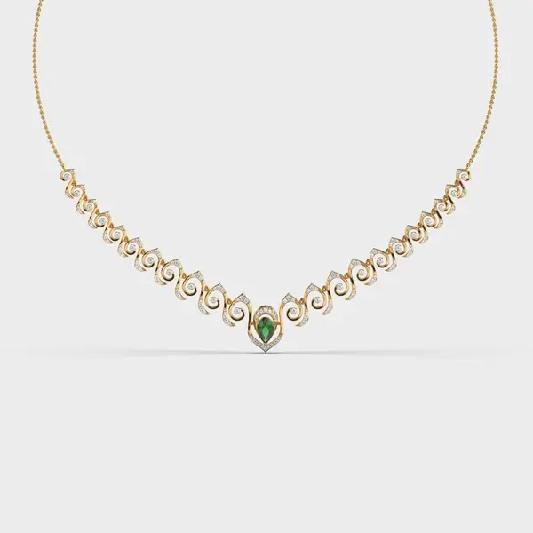Royal Mehr Green Stone Diamond Necklace