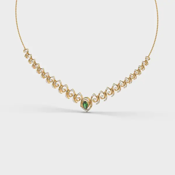 Royal Mehr Green Stone Diamond Necklace – alternate view